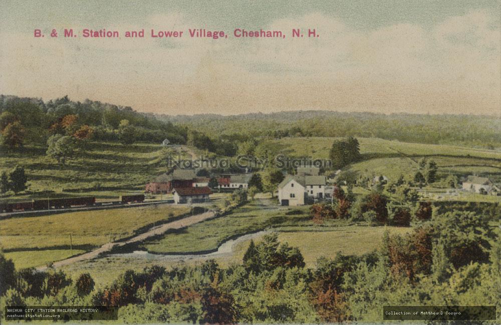 Postcard: Boston & Maine Station and Lower Village, Chesham, New Hampshire